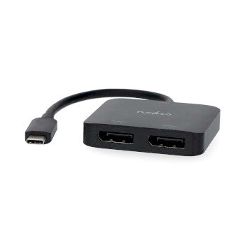 USB-C™ Adapter | USB 3.2 Gen 1 | USB-C™ Male | 2x Displayport Female | 4K@60Hz | 0.20 m | Round | Nickel Plated | PVC | Black | Box USB-C™ Adapter | USB 3.2 Gen 1 | USB-C™ Male | 2x Displayport Female | 4K@60Hz | 0.20 m | Round | Nickel Plated | PVC | Black | Box